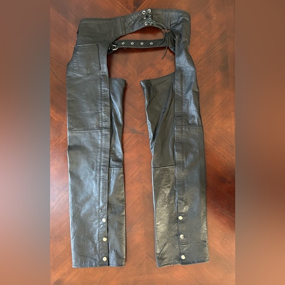 Hudson Leather Black Chaps motorcycle men’s - Picture 3 of 6